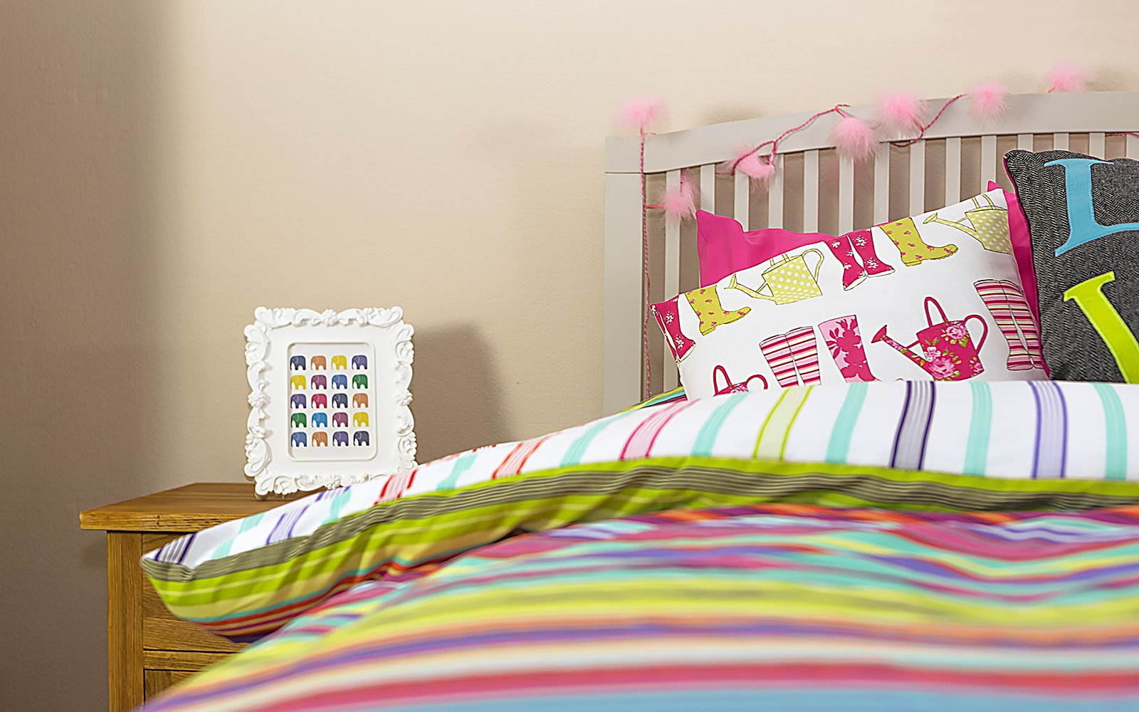 A colourful bedroom at The Red House